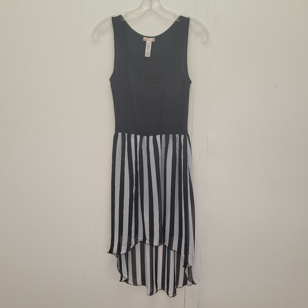 L8teR Sleeveless Stripe High Low Dress